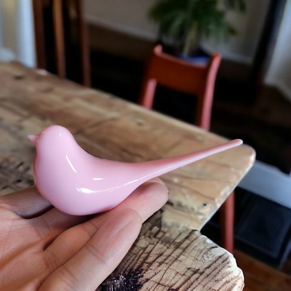 Mid Century Modern Modwing Bird Figurine 3d Resin Eames 60s PINK Medium - Picture 3 of 4